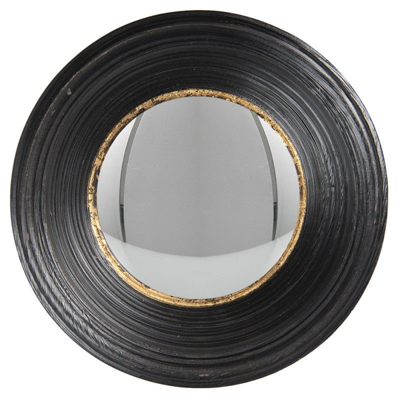 Miroir convexe mural Ø 24 cm noir imitation cuir – Étoffes Patines