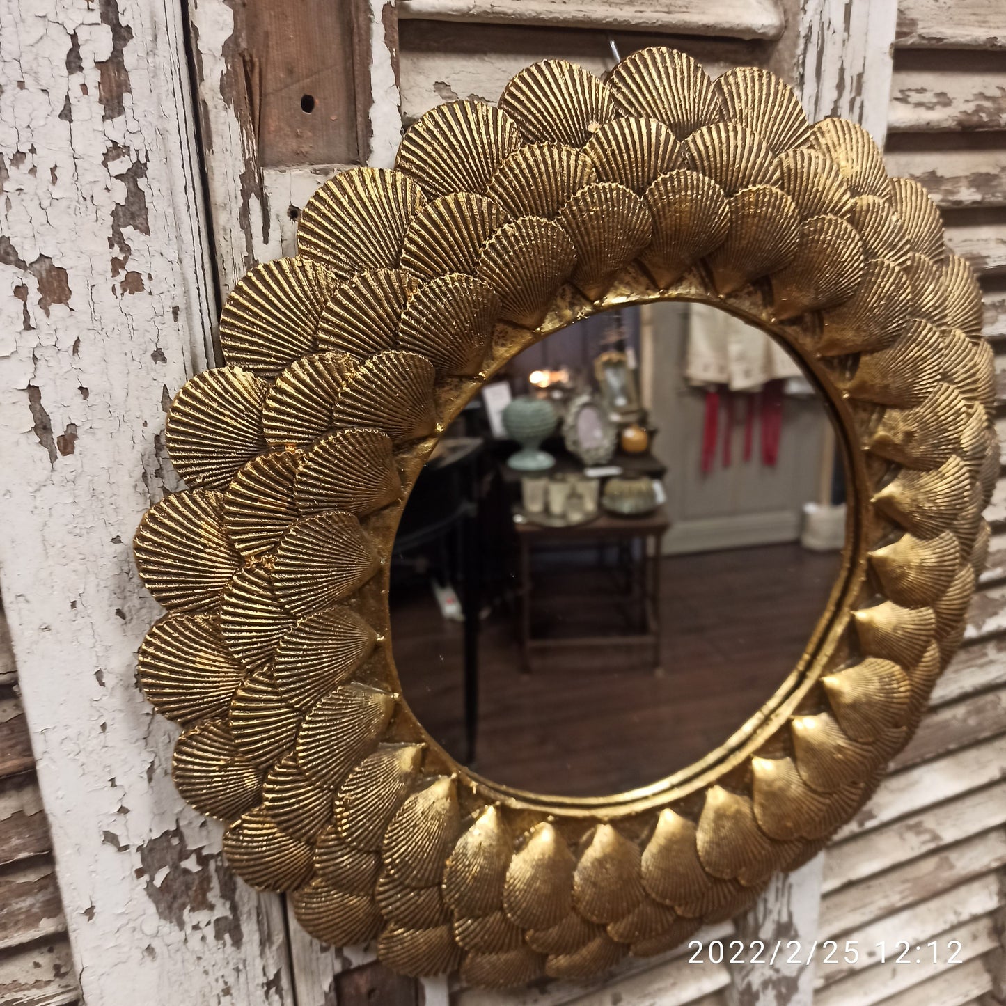 Miroir coquillage doré Ø 39 cm