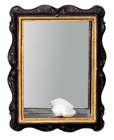 Étagère miroir boite noir décor volute