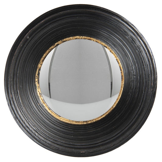 Miroir convexe mural  Ø 24 cm noir imitation cuir